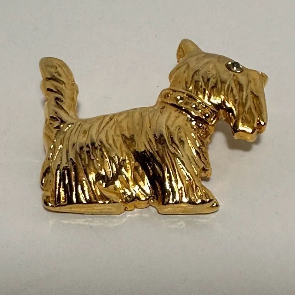 Vintage Gold-Toned Scotty Dog Brooch Puppy